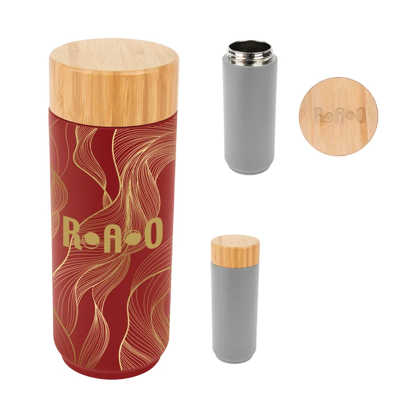 16 Oz. Full Color Stainless Steel Lexington Bottle With Bamboo Lid