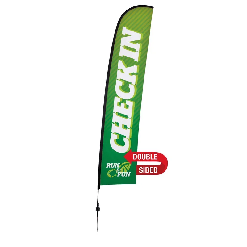 17' Premium Blade Sail Sign Flag, 2-Sided, Ground Spike view 2