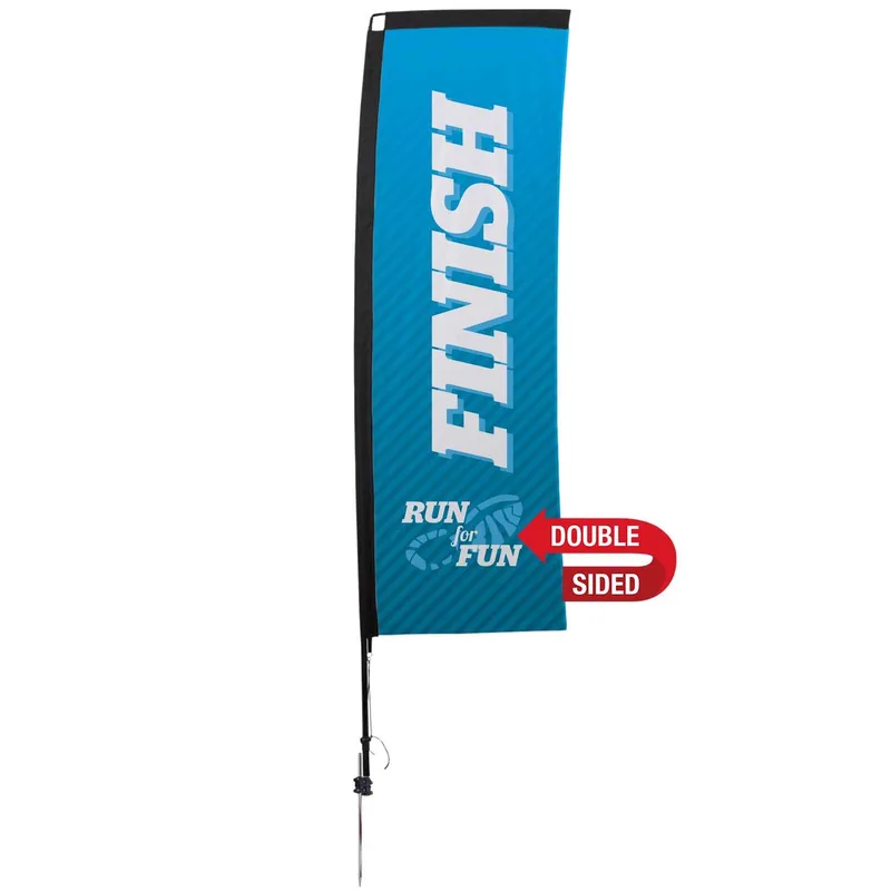 10' Premium Rectangle Sail Sign Flag, 2-Sided, Ground Spike view 2