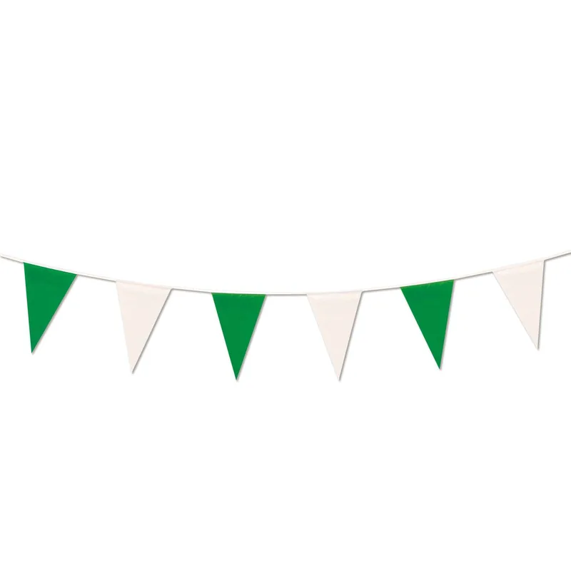 105' Green & White Pennant String view 2