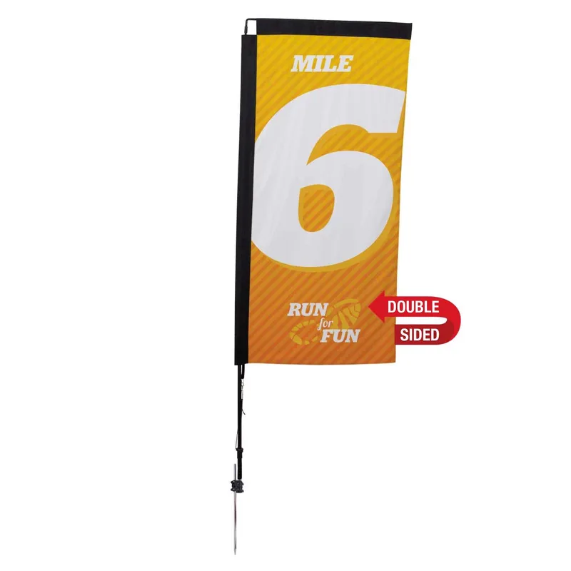7' Premium Rectangle Sail Sign Flag, 2-Sided, Ground Spike view 2