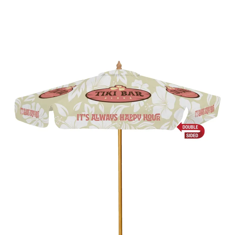 7' Wood Market Umbrella w/Valance Kit Double-Sided (Dye Sub) view 2