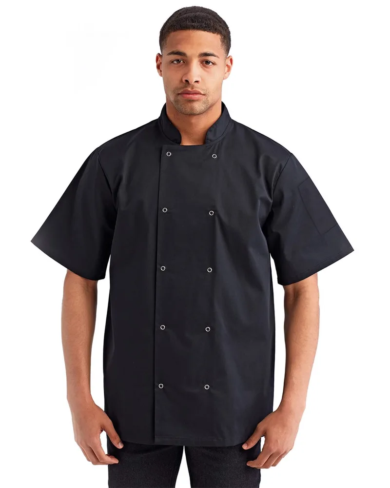 Artisan Collection by Reprime® Unisex Studded Front Short-Sleeve Chef's Jacket view 2