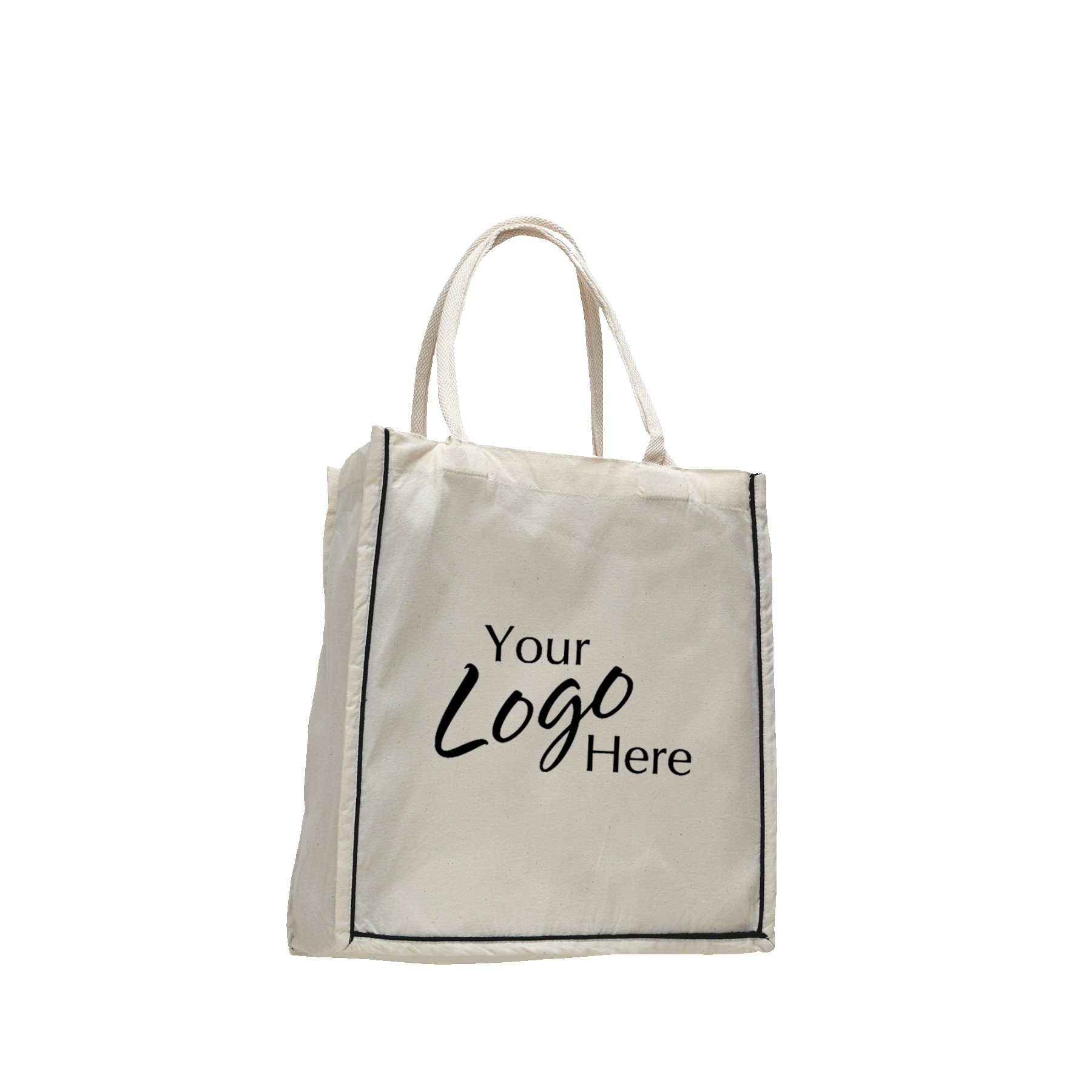 Natural Fancy Shopper Bag w/6" Gusset (15"x16"x6")