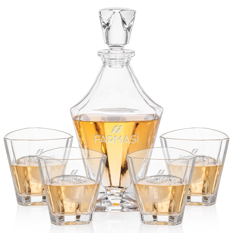 Decanter Set, Deep Etch, Decanter & 4 OTR