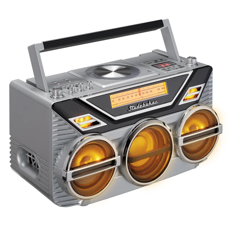 Studebaker Portable Stereo Boombox w/Bluetooth Cd Am/Fm Radio And 15W Subwoofer - Silver