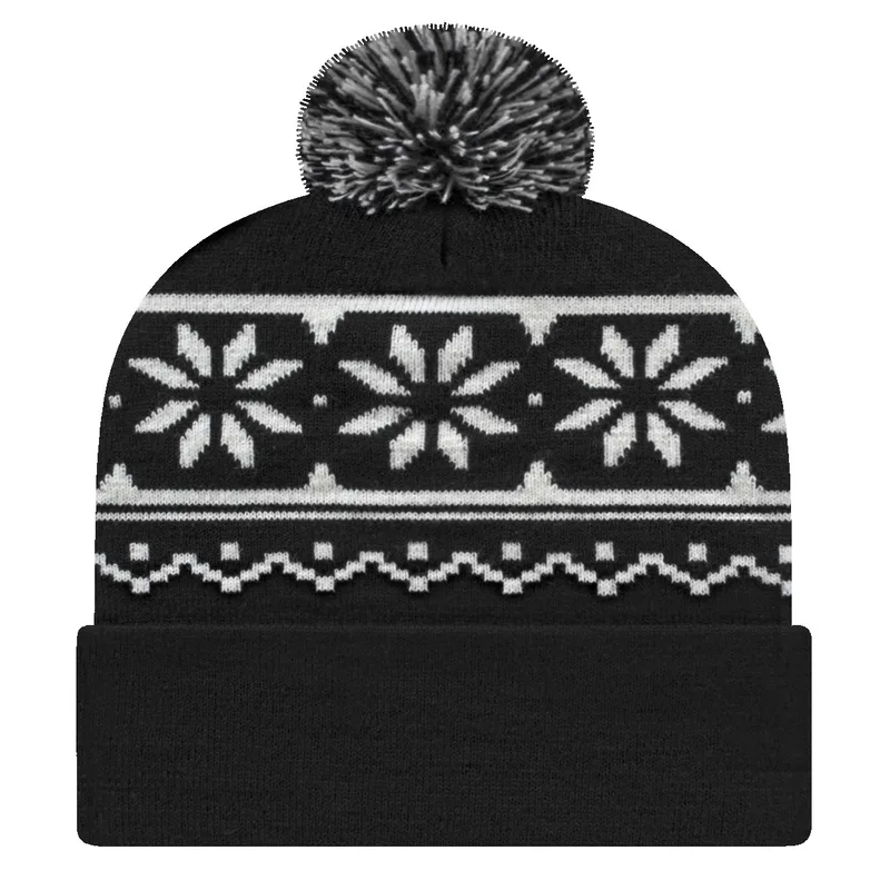 Snowflake Knit Cap with Cuff view 3