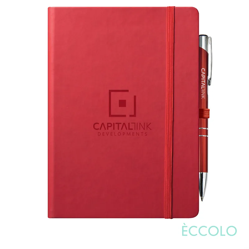Journal & Clicker Pen, Red/Red