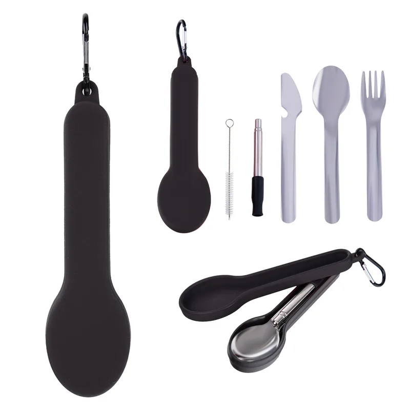 Travel Utensil Set With Silicone Holder view 2