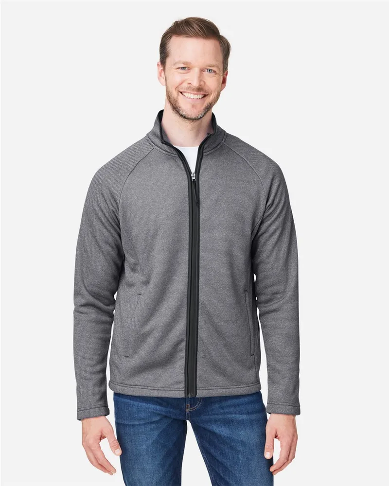 CORE365™ Men's Venture Heathered Stripe Full-Zip Jacket view 2