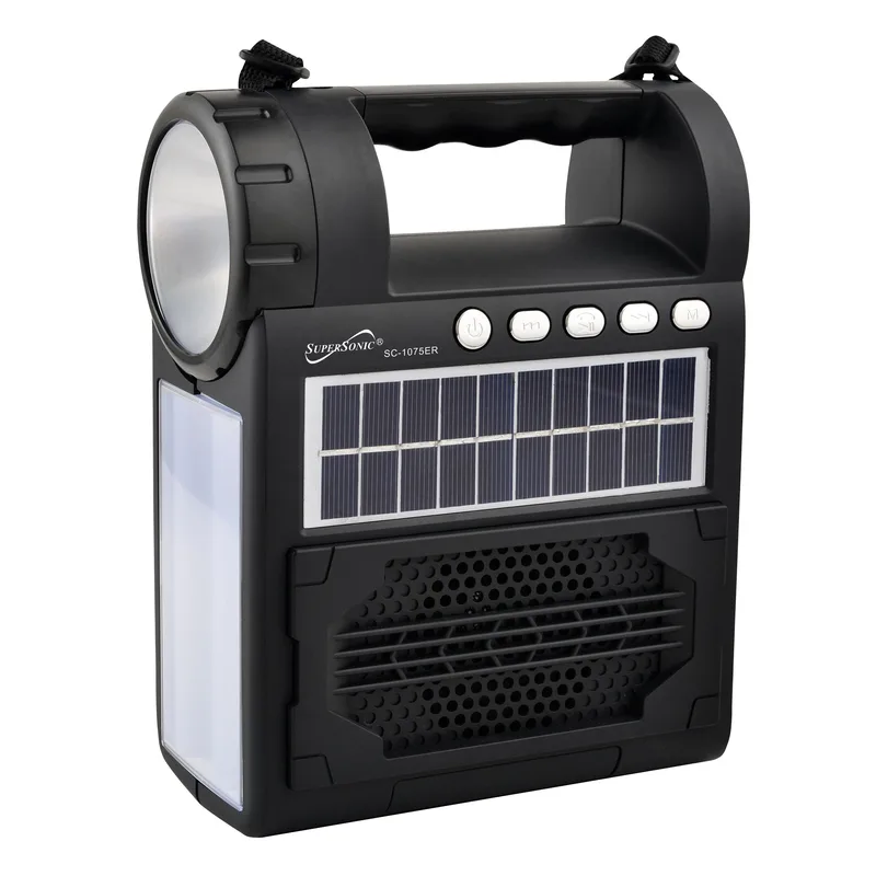 Supersonic Emergency Solar Power Bluetooth Speaker W/ Fm Radio Flashlight & Lantern