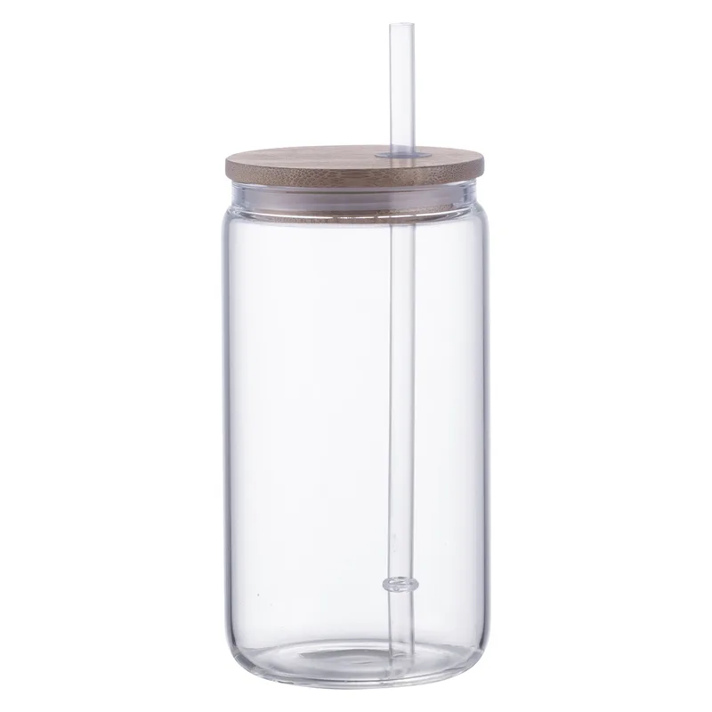 Doto 18 oz Glass Jar w/ Straw & Bamboo Lid view 2