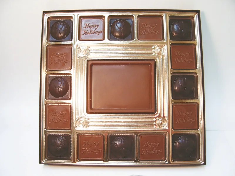 Gift Box w/ 16 Chocolate Squares & Custom Chocolate Centerpiece view 2