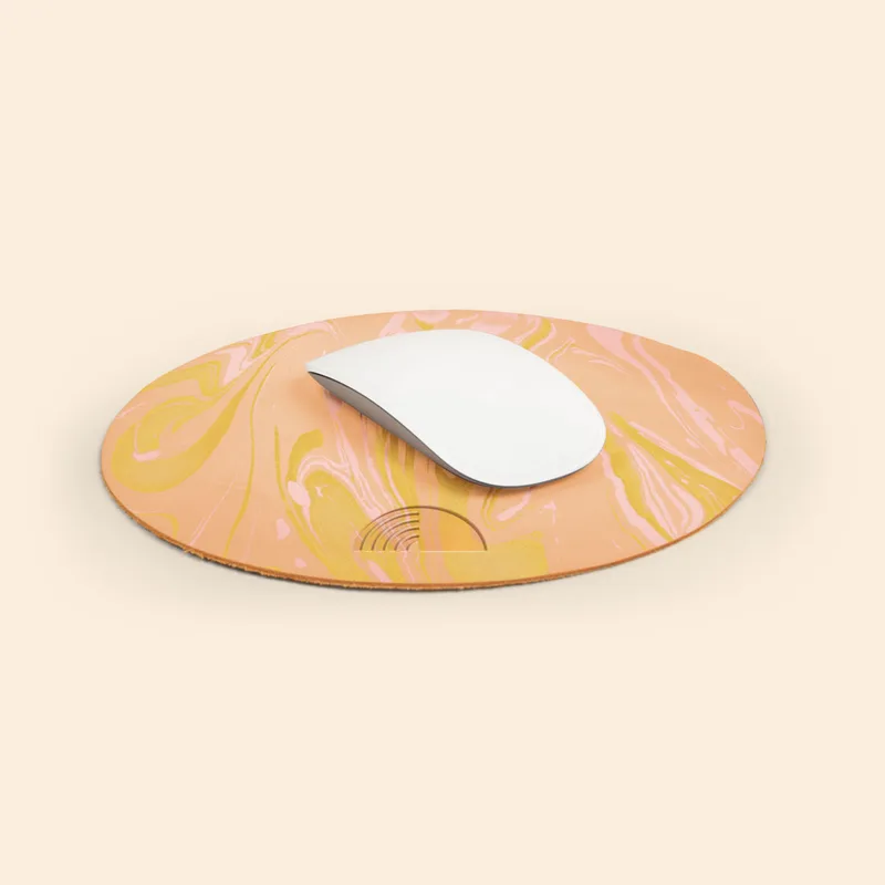 Round Marbled Leather Mousepad view 2