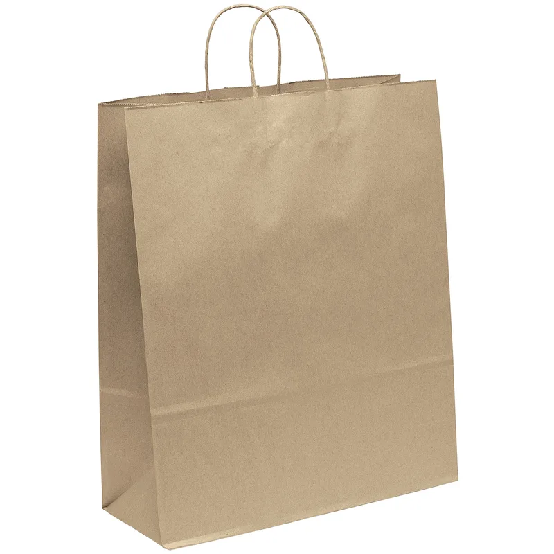 Eco Stephanie - Kraft-Brown Shopper - Flexo Ink Print (16" x 6" x 19") view 2