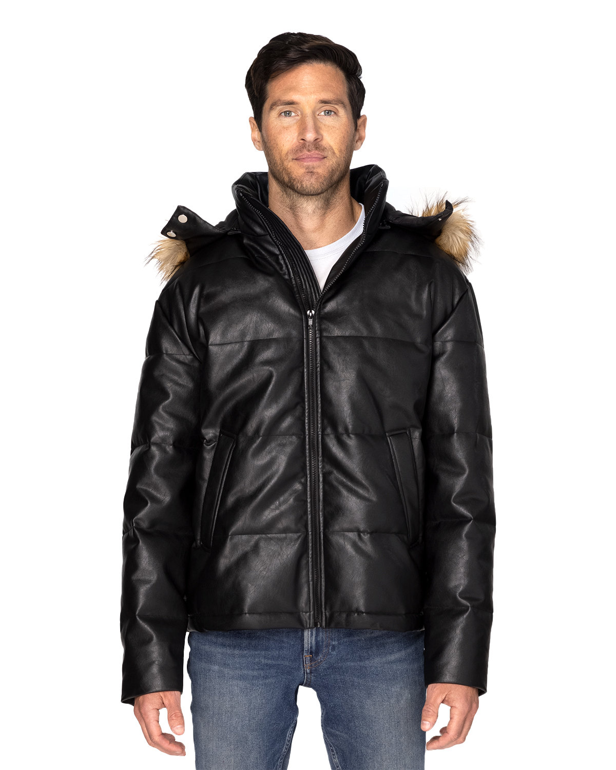 THREADFAST Unisex Vegan Leather Puffer Jacket