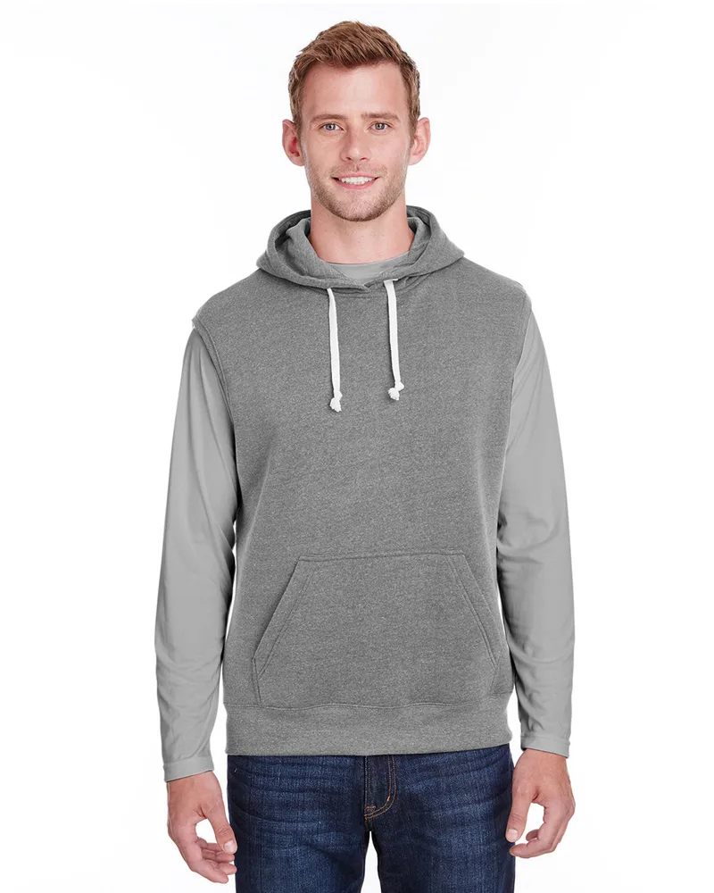 J AMERICA Adult Triblend Fleece Sleeveless Hooded Sweatshirt view 3