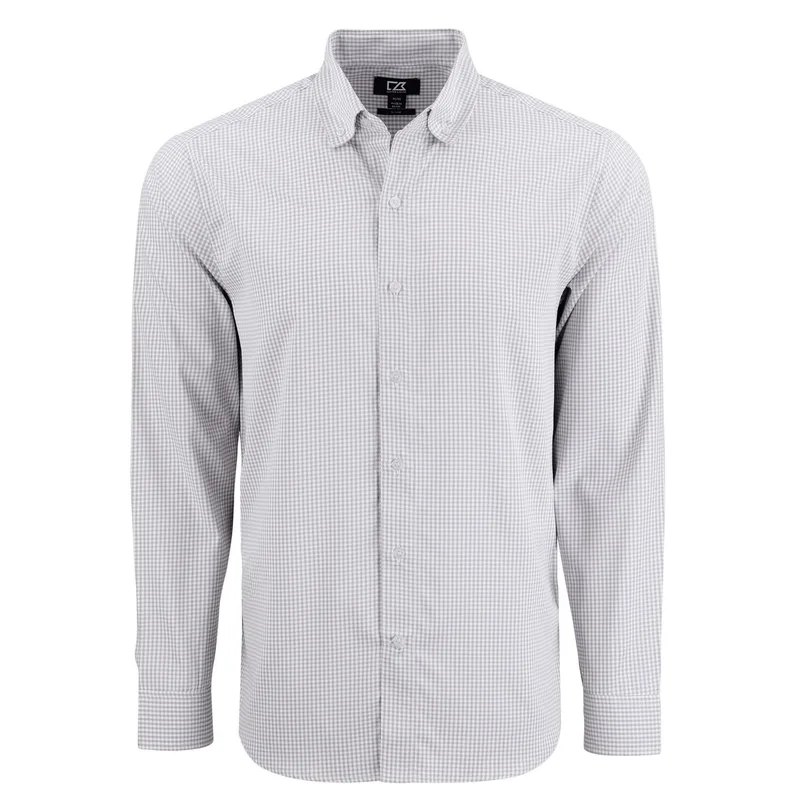 Cutter & Buck Skyline Recycled Gingham Mens Long Sleeve Button Down Dress Shirt view 5