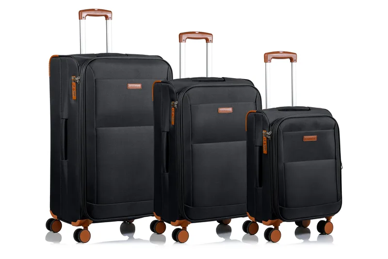 Champs Luggage Classic Softcase Luggage Set Size 3 Pieces - Black