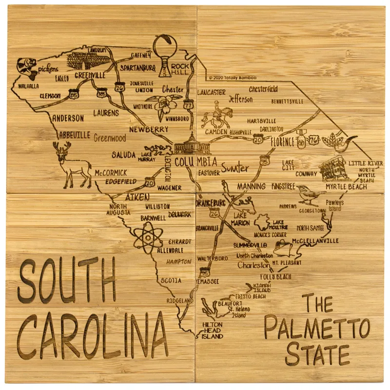 South Carolina Puzzle Coaster Set view 3