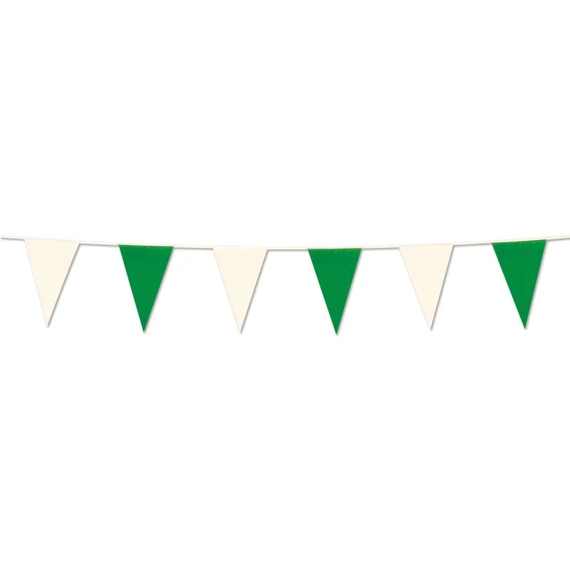 105' Green & White Pennant String view 3