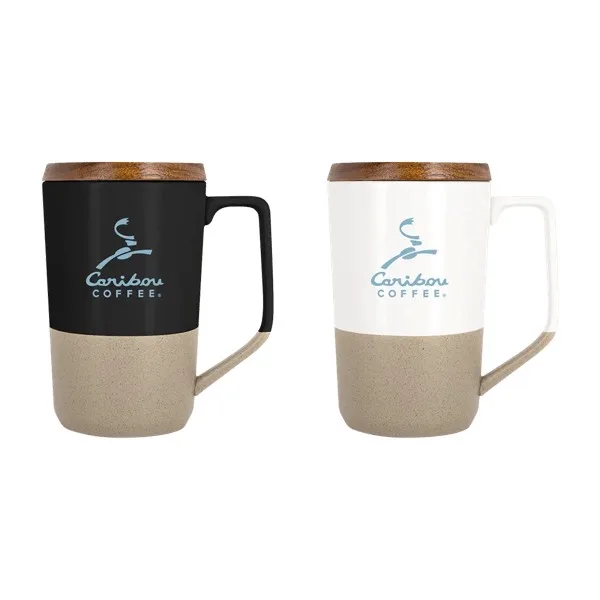Rochester 15oz Two-Tone Ceramic Mug w/Wood Lid view 2