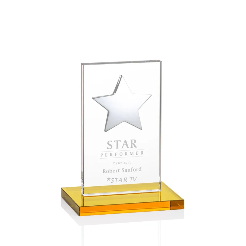 Silver Star, Amber, 3" x 5" x 0.375"