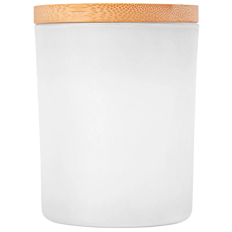Vanilla-Scented Soy Wax Candle In Glass Jar W/Bamboo Lid view 2