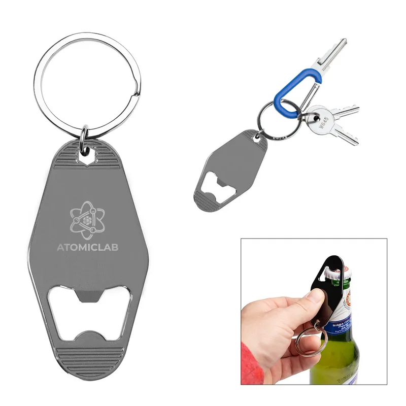 Motel Style Metal Key Tag With Bottle Opener view 2