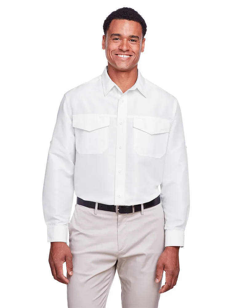 Harriton Men's Key West Long-Sleeve Performance Staff Shirt view 7