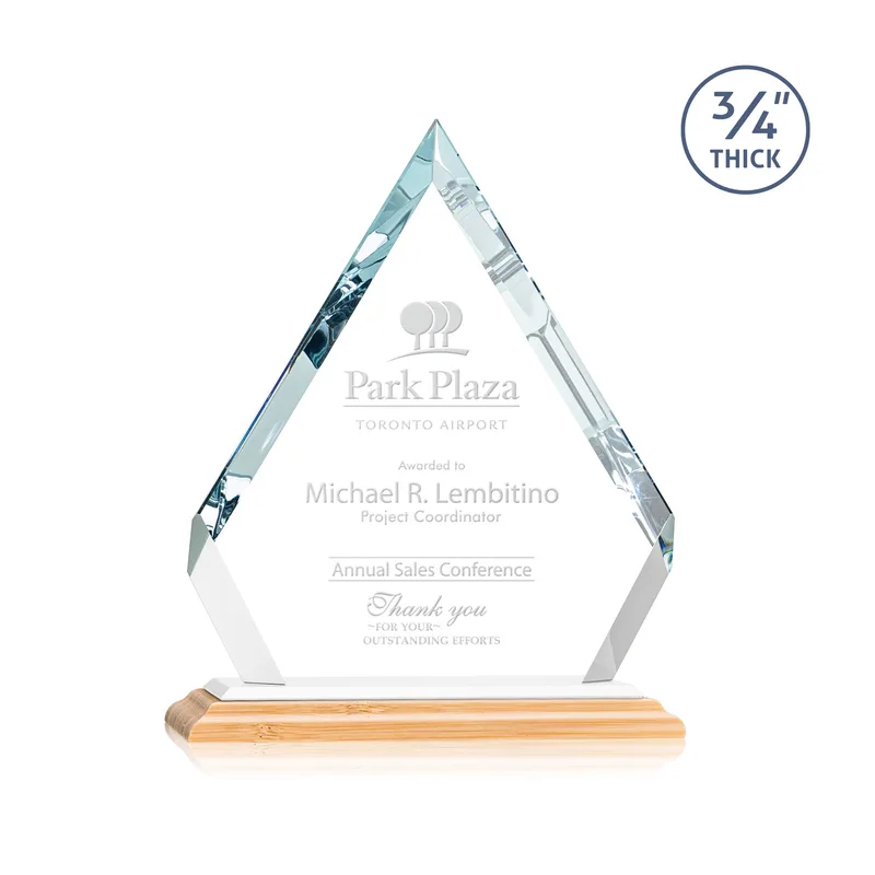 Deep Etch, Standard base, Bamboo, White, 7" x 8.75" x 3"