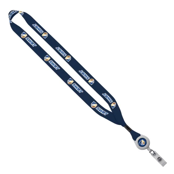3/4" rPET Dye-Sublimated Lanyard with Metal Crimp And Badge Reel view 2