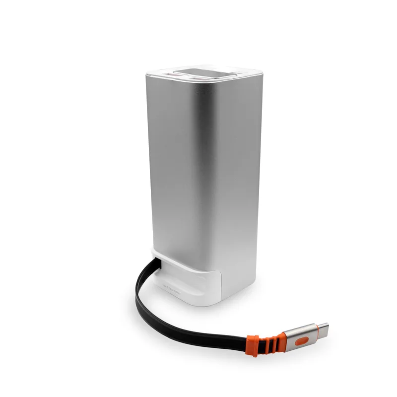 Dynamis, Metallic High Capacity Power Bank with Retractable Cable view 2