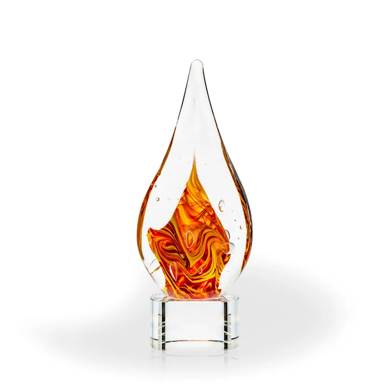 Glimmer Flame Art Glass Award - Clear Base view 2