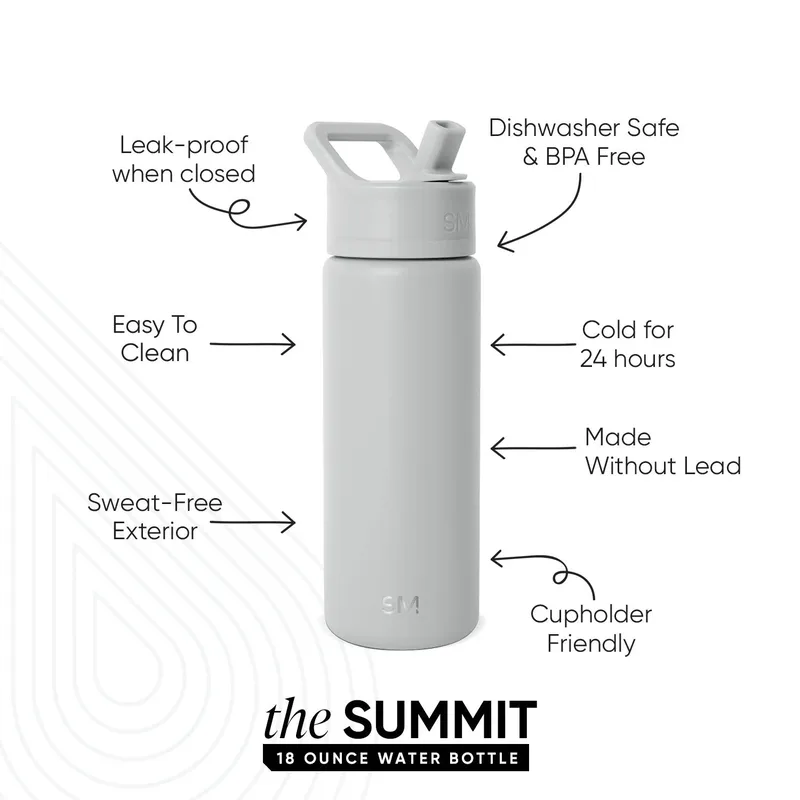18 oz Simple Modern® Stainless Steel Double-Walled Insulated Summit Water Bottle with Straw Lid view 3
