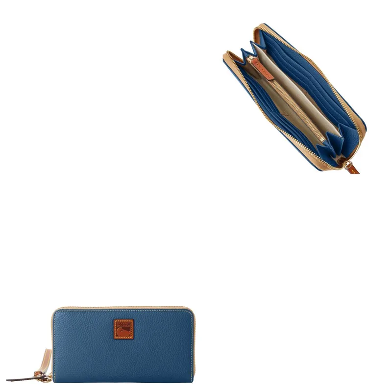 Dooney & Bourke Pebble Grain Large Zip Around Wristlet - Blue Jeans