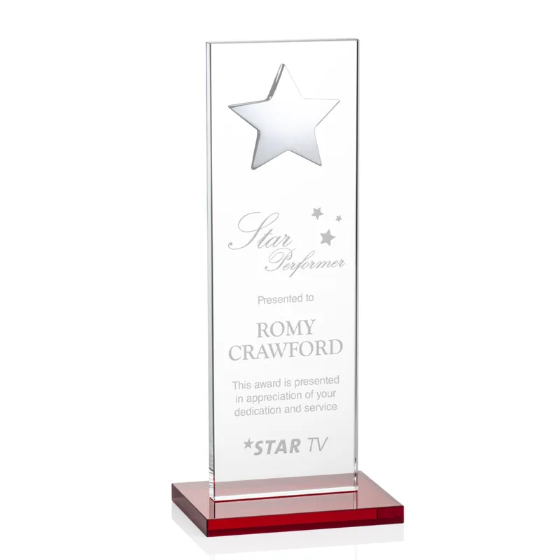 Silver Star, Red, 3" x 9" x 0.375"