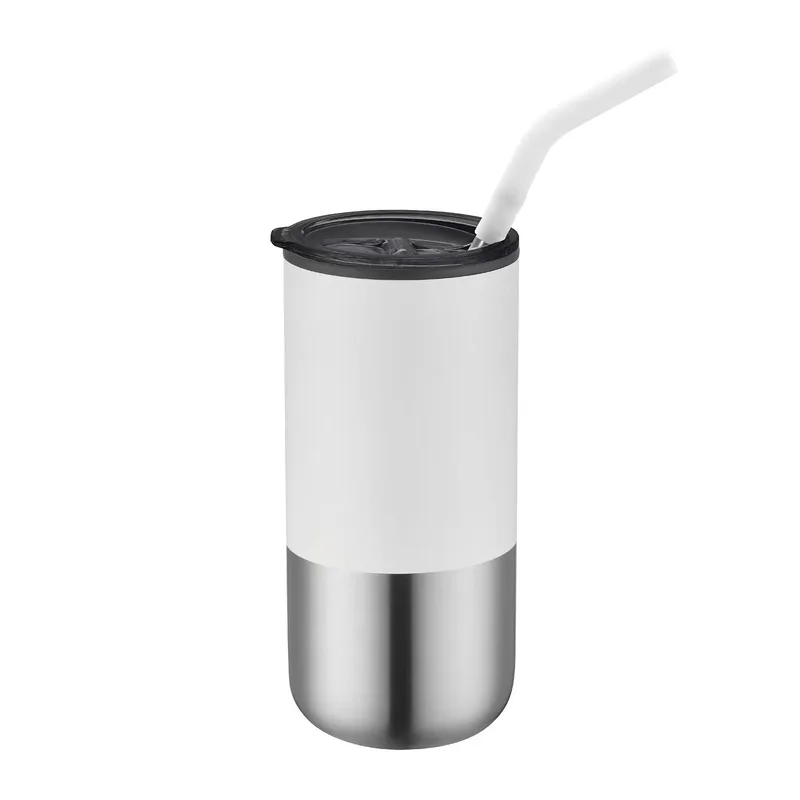 16 Oz. Double Wall Tumbler w/Silicone Sip Steel Straw view 2