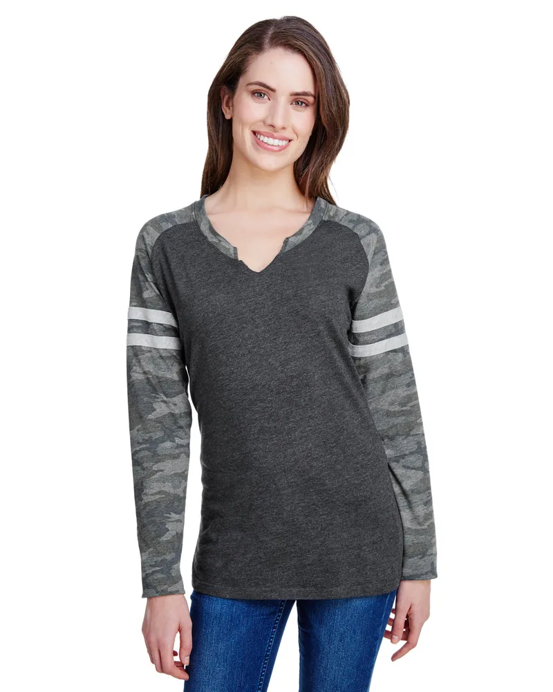 LAT Ladies' Gameday Mash-Up Long Sleeve Fine Jersey T-Shirt view 2