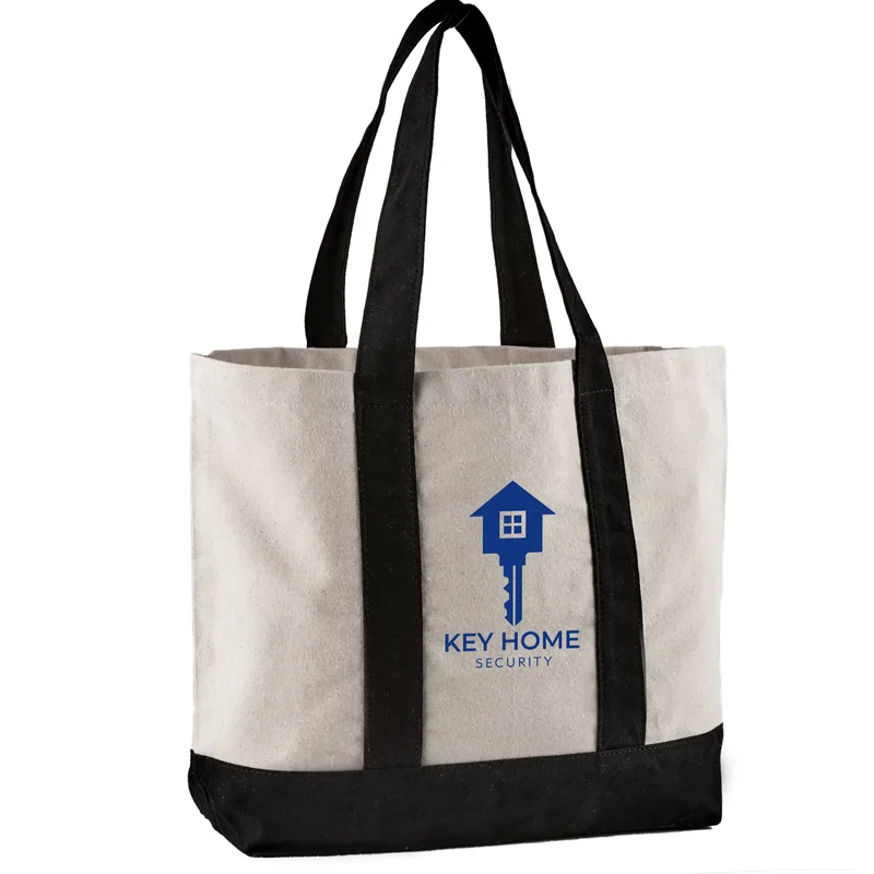 10 Oz. Newport Cotton Canvas Striped Tote Bag view 3