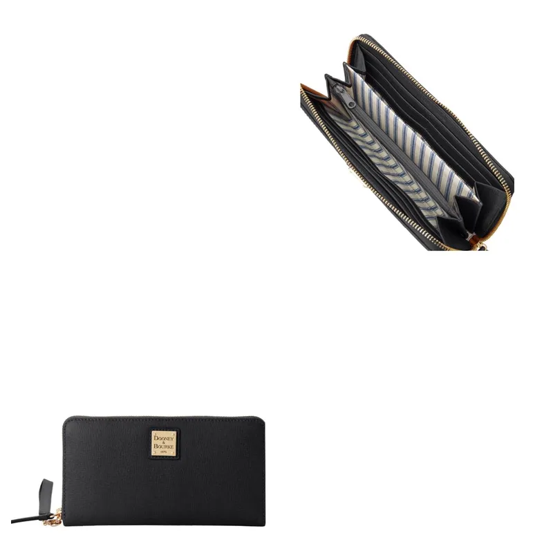 Dooney & Bourke Saffiano Large Zip Around Wristlet - Black