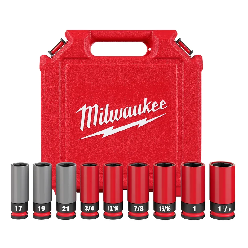Milwaukee Shockwave Impact Duty 1/2" Drive Sae & Metric 9Pc Lug Nut Wheel Socket Set