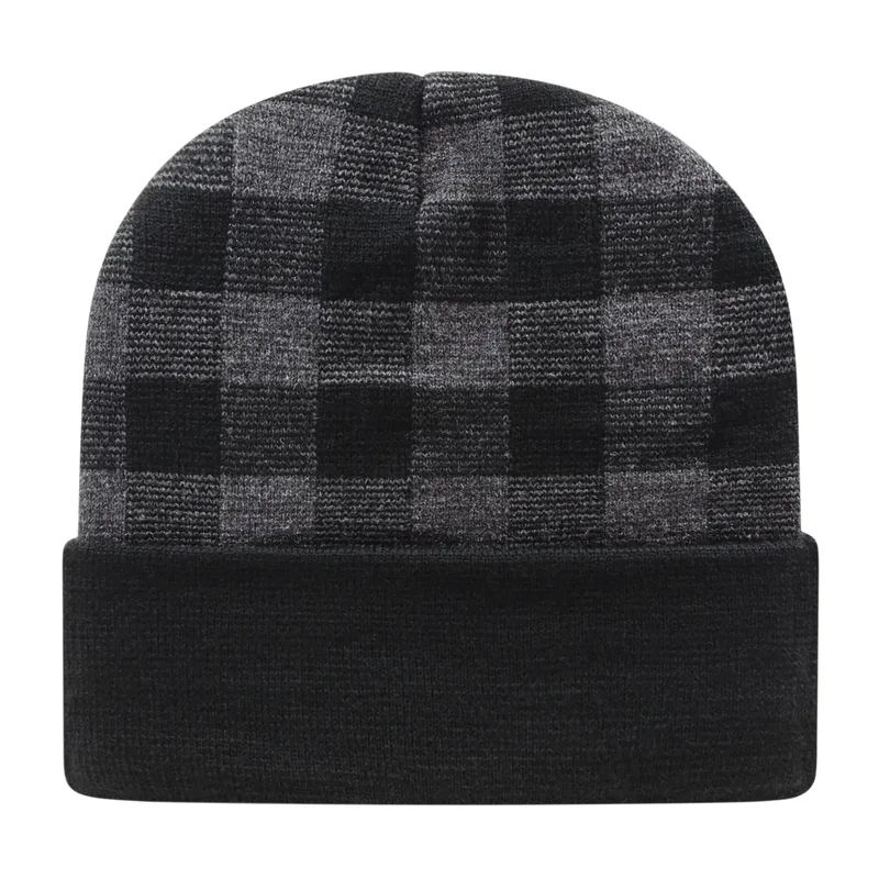 Plaid Knit Cap with Cuff view 3