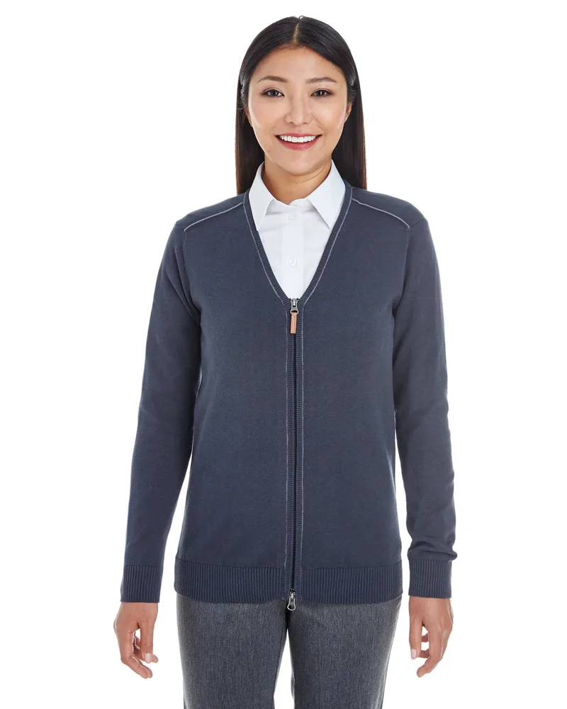 Devon and Jones Ladies' Manchester Fully-Fashioned Full-Zip Cardigan Sweater view 3