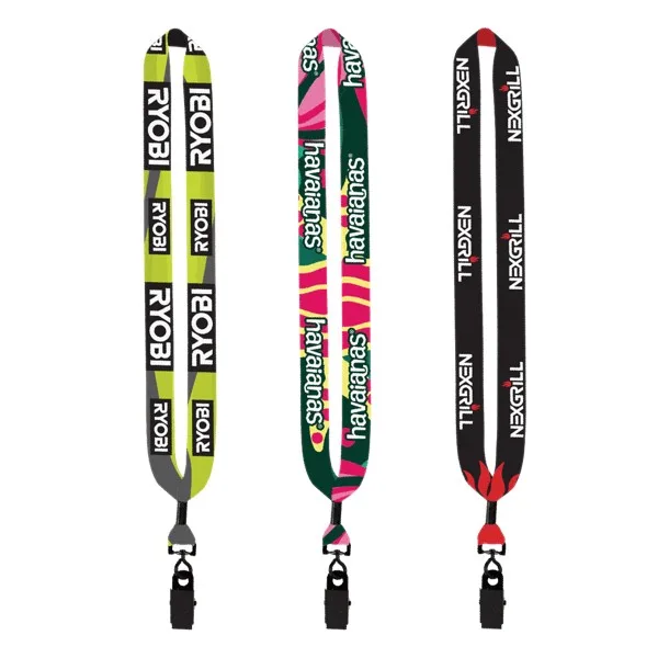 1" Dye Sublimated Lanyard with Metal Crimp & Metal Bulldog Clip view 2