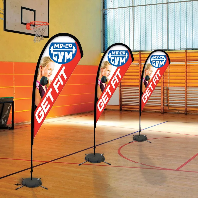 8' Premium Teardrop Sail Sign Flag, 2-Sided, Scissor Base view 7