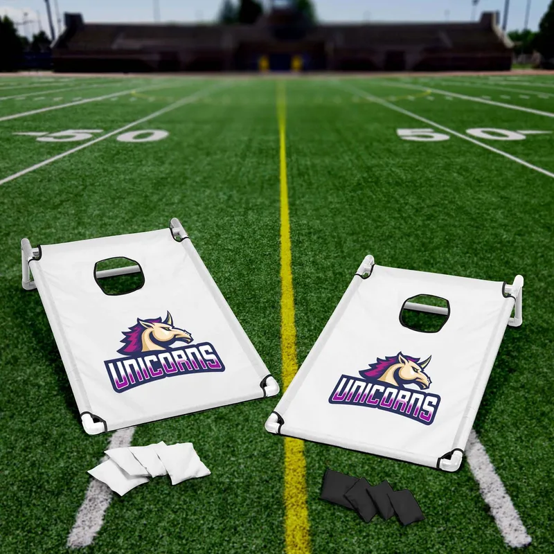 Portable Cornhole, 4 Black & White Bean Bags view 3