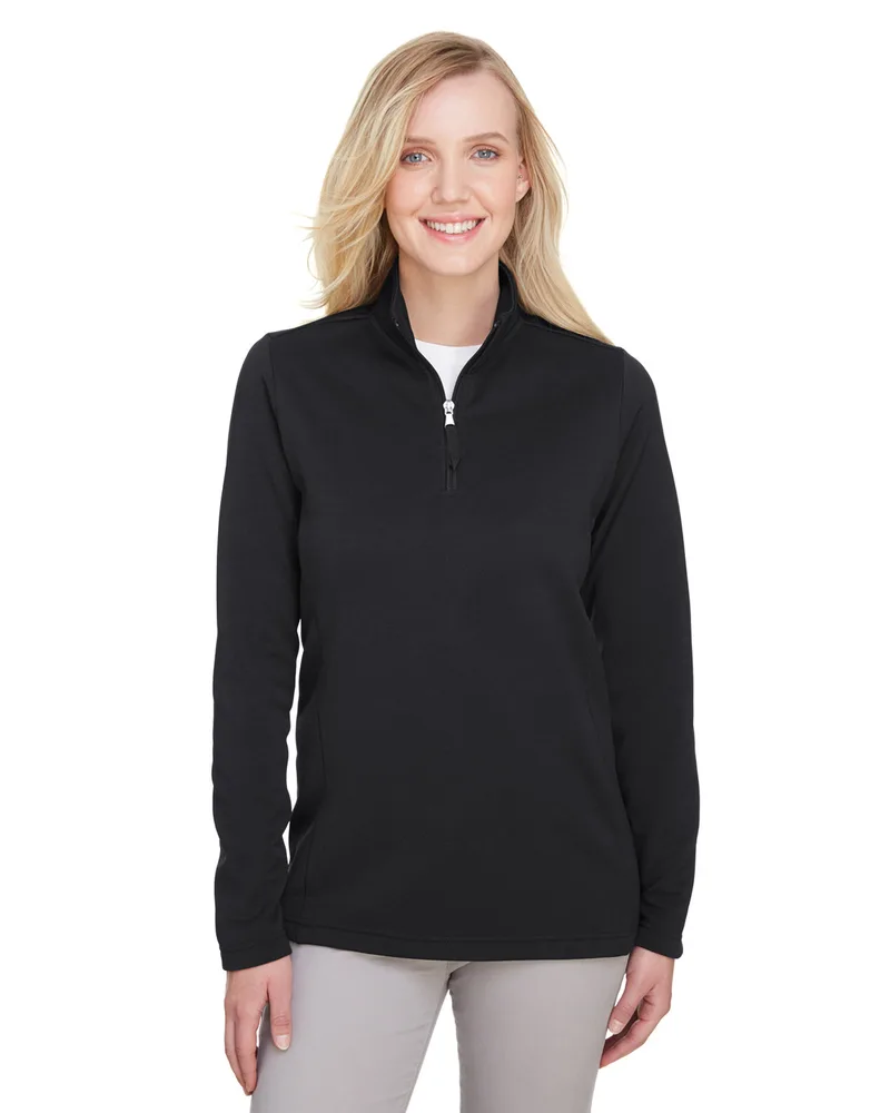 ULTRACLUB Ladies' Coastal Pique Fleece Quarter-Zip