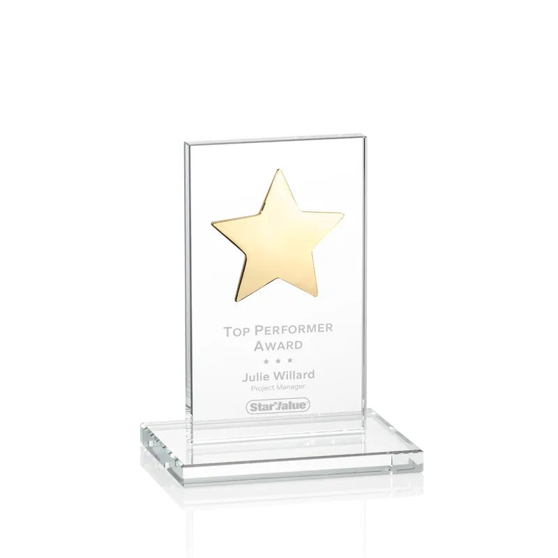 Gold Star, Clear, 3" x 5" x 0.375"