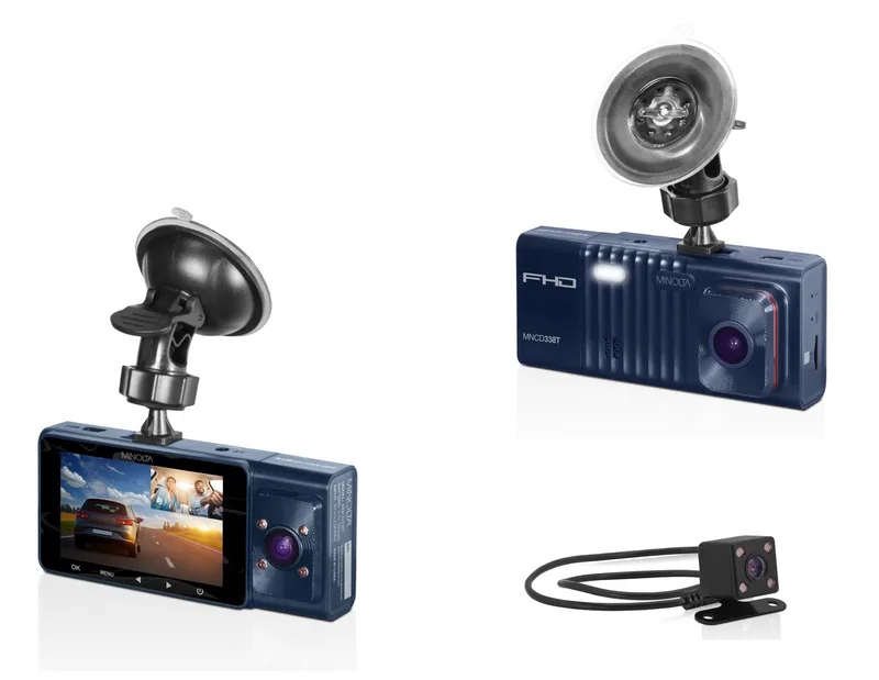 Minolta 1080P Full Hd Dash Camera W/3-Channels